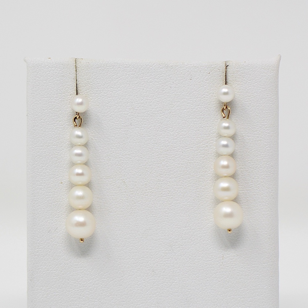 ALWAND VAHAN - 14K Yellow Gold - Graduated Pearl Dangle Earrings